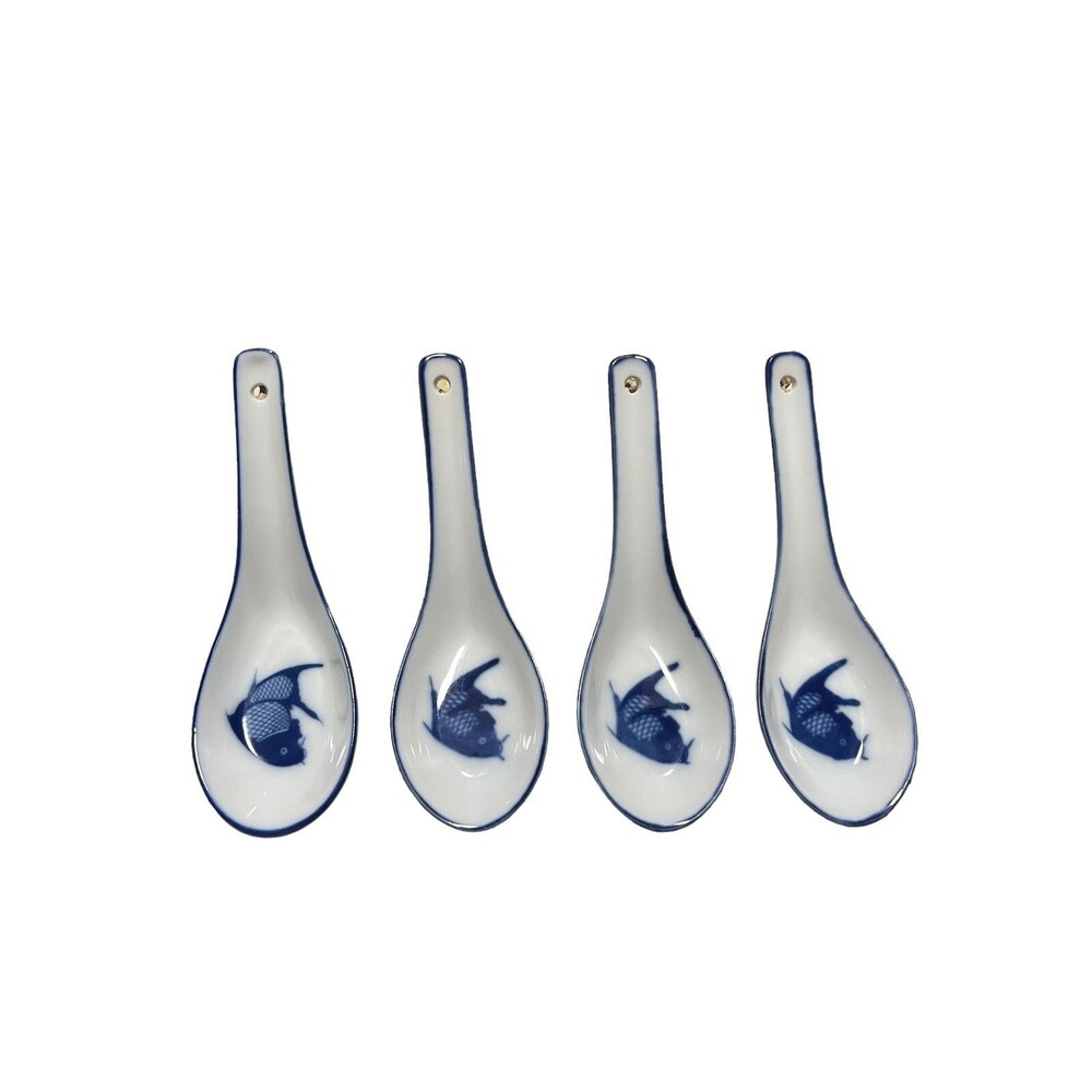 4 Misty Rose Super White Koi Carp Soup Dumpling Spoons